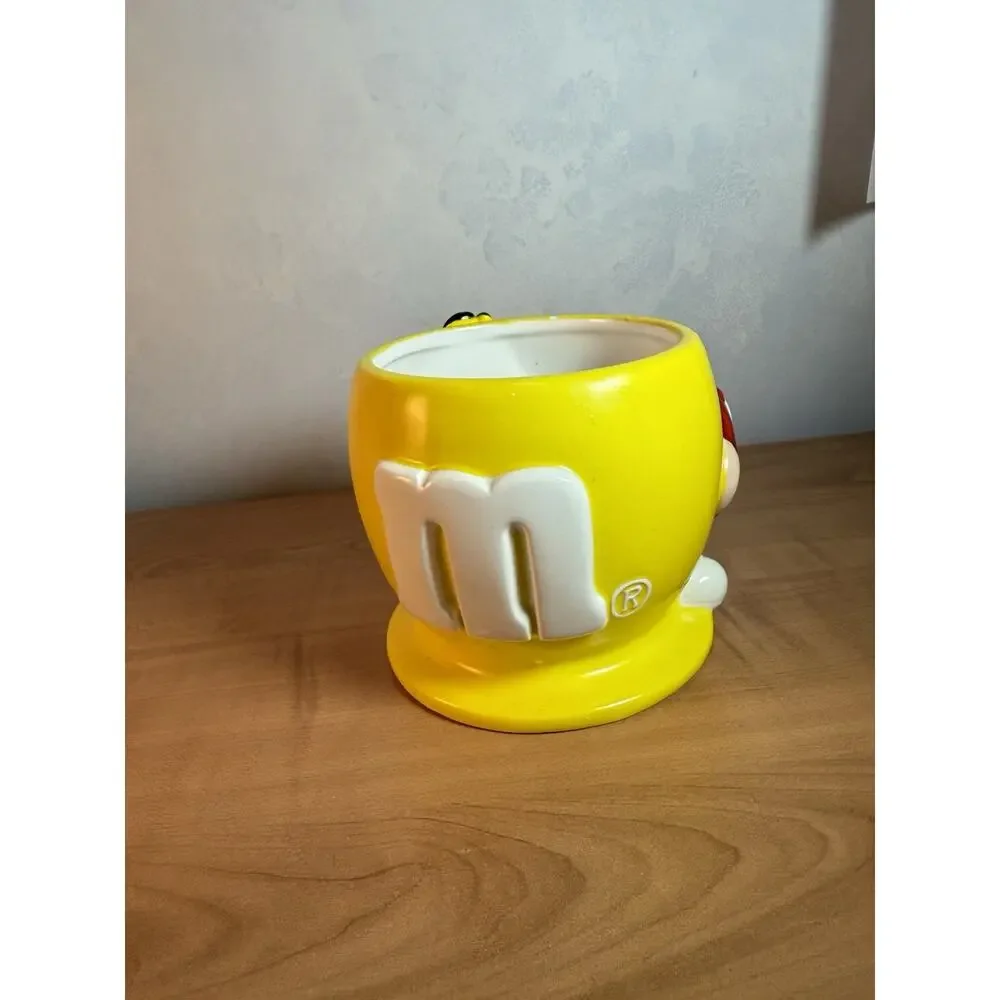 M&M Mars Candy Bowl Red & Blue Yellow Jar M&M's Ceramic 3D 4.75” Inches Tall
